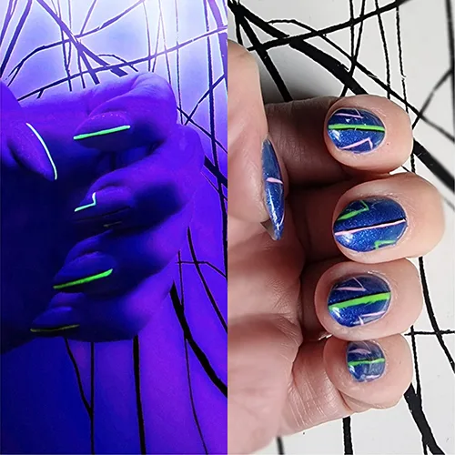 Manicura con esmalte permanente con color fluorescente