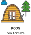 Pods con terraza del Camping Izarpe